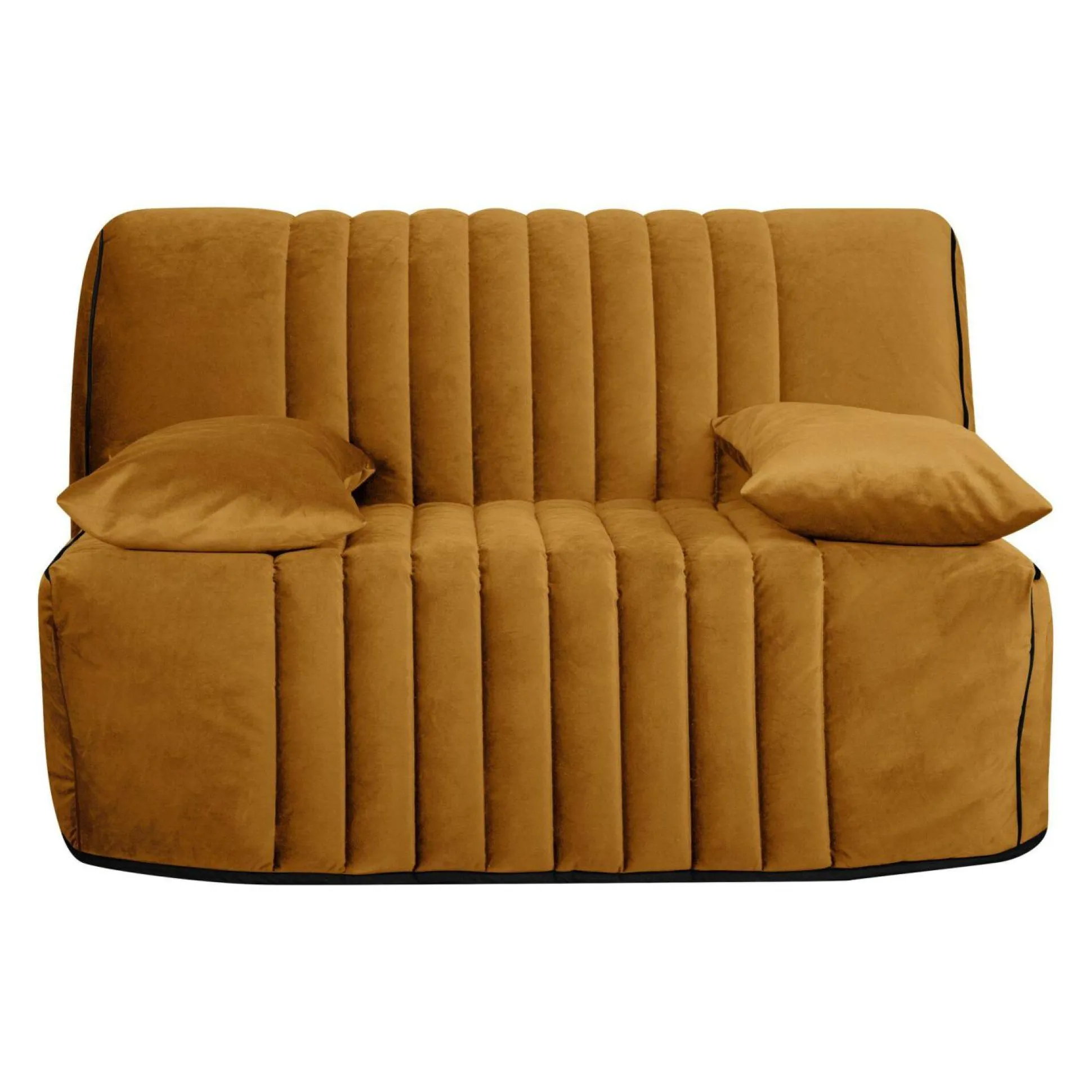 Canapé BZ velours matelas 15 cm Oriane - Jaune Mordoré - Matelas mousse HR