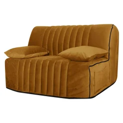 Canapé BZ velours matelas 15 cm Oriane - Jaune Mordoré - Matelas mousse HR