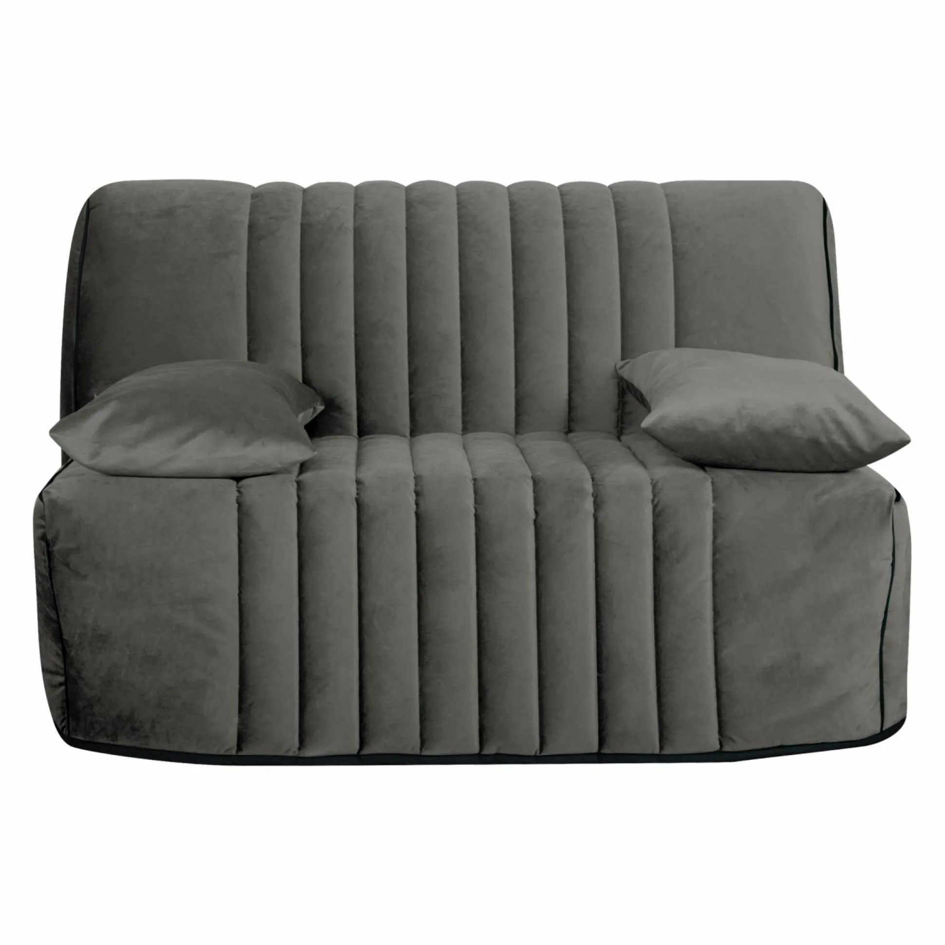 Canapé BZ velours matelas 15 cm Oriane - Gris Clair - Matelas mousse HR