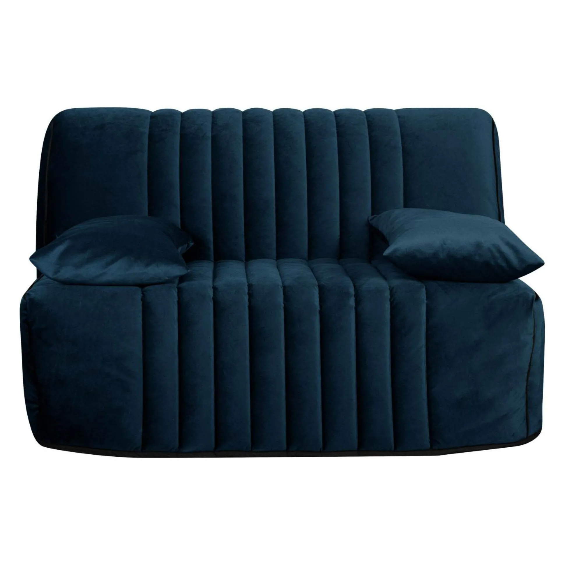 Canapé BZ velours matelas 15 cm Oriane - Bleu - Matelas mousse HR