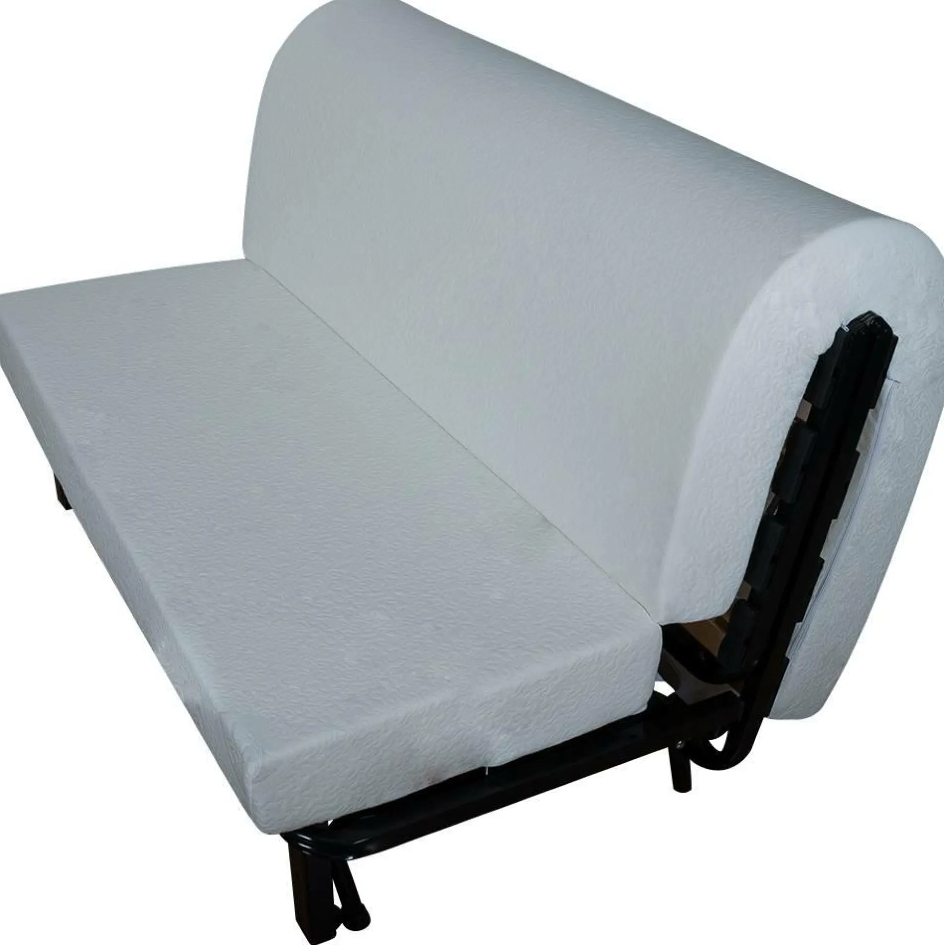 Canapé BZ velours matelas 15 cm Oriane - Bleu - Matelas mousse HR