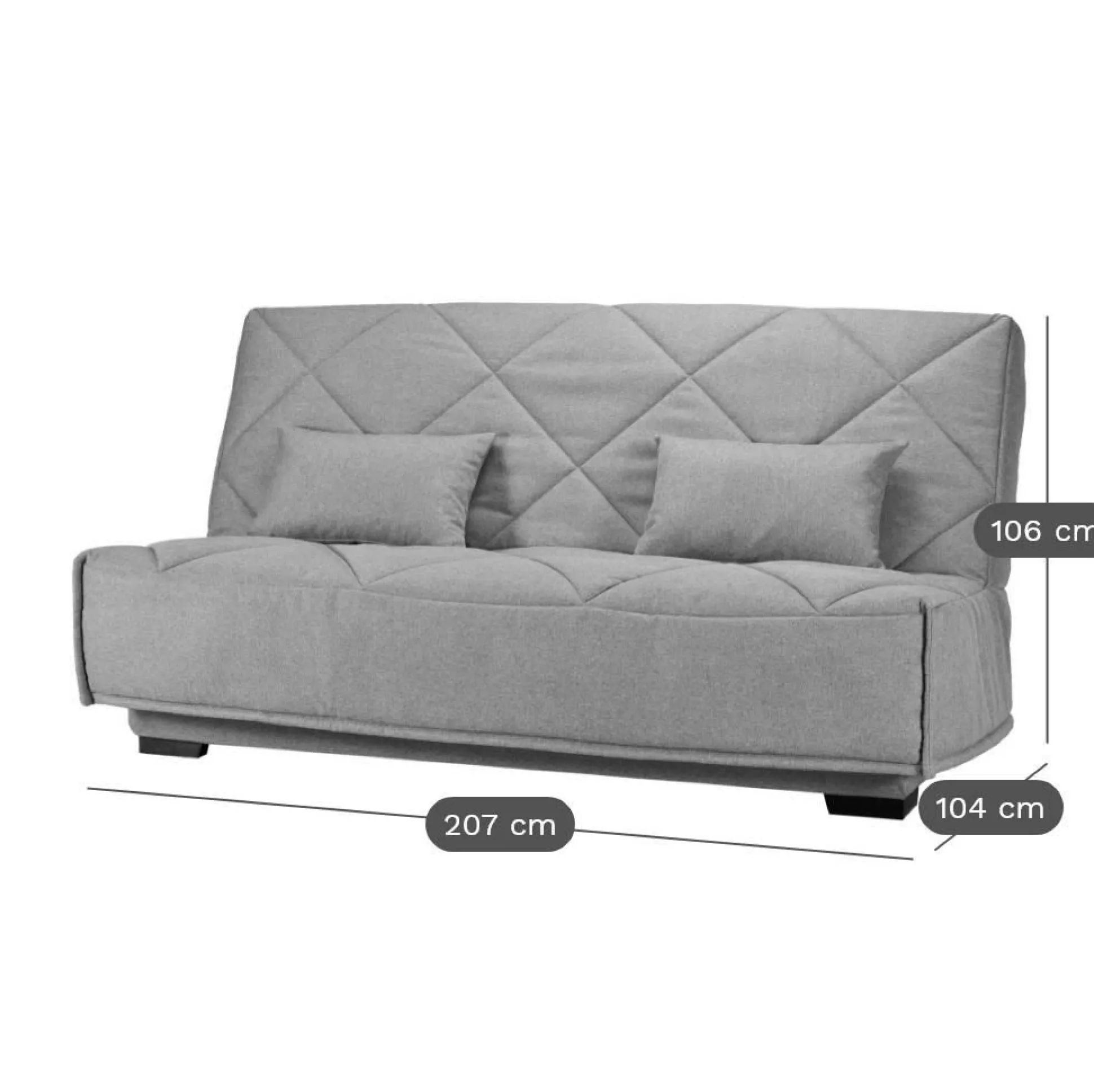 Canapé clic-clac tissu matelas Bultex 15 cm Gina - Ebène