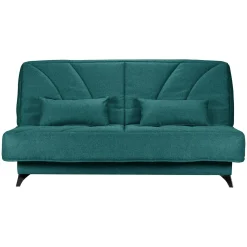 Canapé clic-clac tissu matelas Bultex 14 cm Gipsy - Bleu Canard