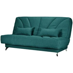 Canapé clic-clac tissu matelas Bultex 14 cm Gipsy - Bleu Canard