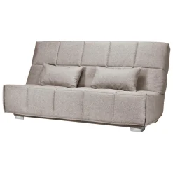 Canapé clic-clac tissu matelas Bultex 14 cm Gizia - Taupe - 130 x 190 cm