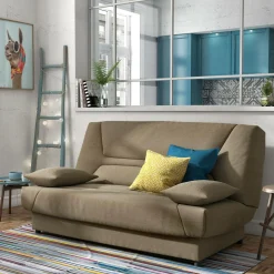 Canapé clic-clac tissu matelas 13 cm Garance - Taupe