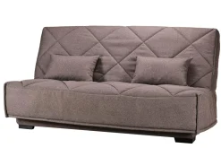 Canapé clic-clac tissu matelas Bultex 15 cm Gina - Taupe