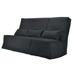 Canapé clic-clac tissu matelas 15 cm Gaya - Anthracite - 130 x 190 cm