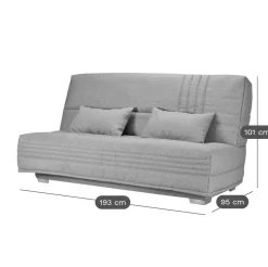Canapé clic-clac tissu matelas 17 cm Genay - Gris Clair
