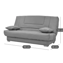 Canapé clic-clac tissu matelas Bultex 14 cm Gabriel - Gris