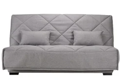Canapé clic-clac tissu matelas Bultex 15 cm Gina - Gris Clair