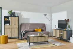 Canapé clic-clac tissu matelas 17 cm Genay - Taupe