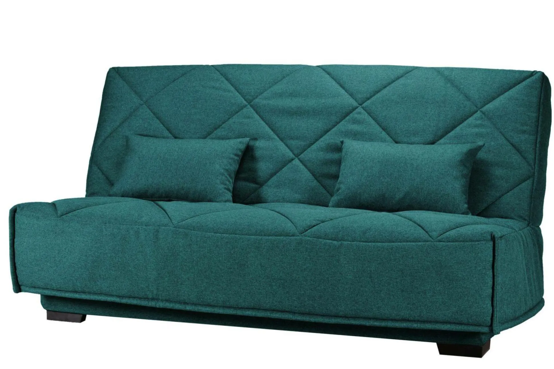 Canapé clic-clac tissu matelas Bultex 15 cm Gina - Bleu Canard