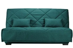 Canapé clic-clac tissu matelas Bultex 15 cm Gina - Bleu Canard