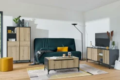 Canapé clic-clac tissu matelas 17 cm Genay - Bleu Marine