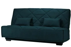 Canapé clic-clac tissu matelas Bultex 15 cm Gina - Bleu Marine