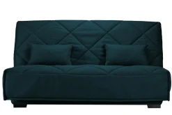 Canapé clic-clac tissu matelas Bultex 15 cm Gina - Bleu Marine