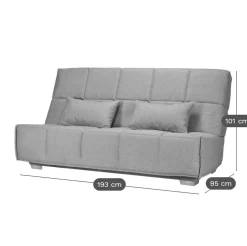 Canapé clic-clac tissu matelas Bultex 14 cm Gizia - Sable - 130 x 190 cm