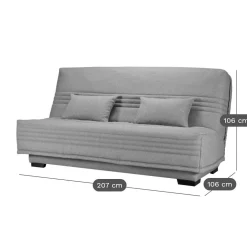 Canapé clic-clac tissu matelas 17 cm Guidel - Gris Clair