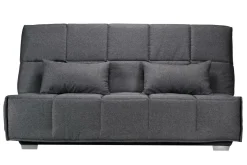 Canapé clic-clac tissu matelas Bultex 14 cm Gizia - Gris Foncé - 140 x 190 cm