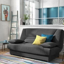 Canapé clic-clac tissu matelas 13 cm Garance - Gris Foncé