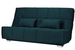 Canapé clic-clac tissu matelas Bultex 14 cm Gizia - Bleu Marine - 140 x 190 cm