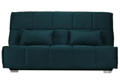 Canapé clic-clac tissu matelas Bultex 14 cm Gizia - Bleu Marine - 140 x 190 cm