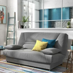 Canapé clic-clac tissu matelas 13 cm Garance - Gris Clair