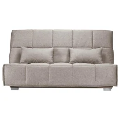 Canapé clic-clac tissu matelas Bultex 14 cm Gizia - Taupe - 140 x 190 cm