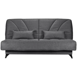 Canapé clic-clac tissu matelas Bultex 14 cm Gipsy - Gris Foncé