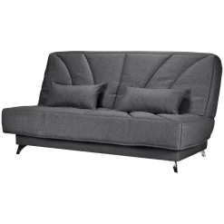 Canapé clic-clac tissu matelas Bultex 14 cm Gipsy - Gris Foncé