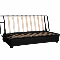 Canapé clic-clac velours matelas 15 cm Oriane - Gris - Matelas mousse HR