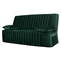 Canapé clic-clac velours matelas 15 cm Oriane - Vert Emeraude - Matelas mousse HR