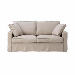 Canapé convertible coton/lin déhoussable Margot - Beige/Taupe - 3 places