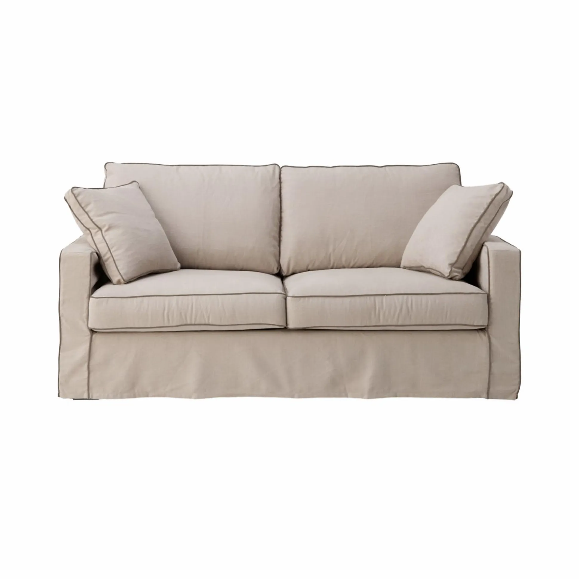 Canapé convertible coton/lin déhoussable Margot - Beige/Taupe - 3 places