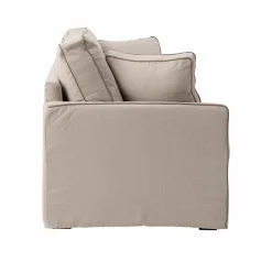 Canapé convertible coton/lin déhoussable Margot - Beige/Taupe - 3 places