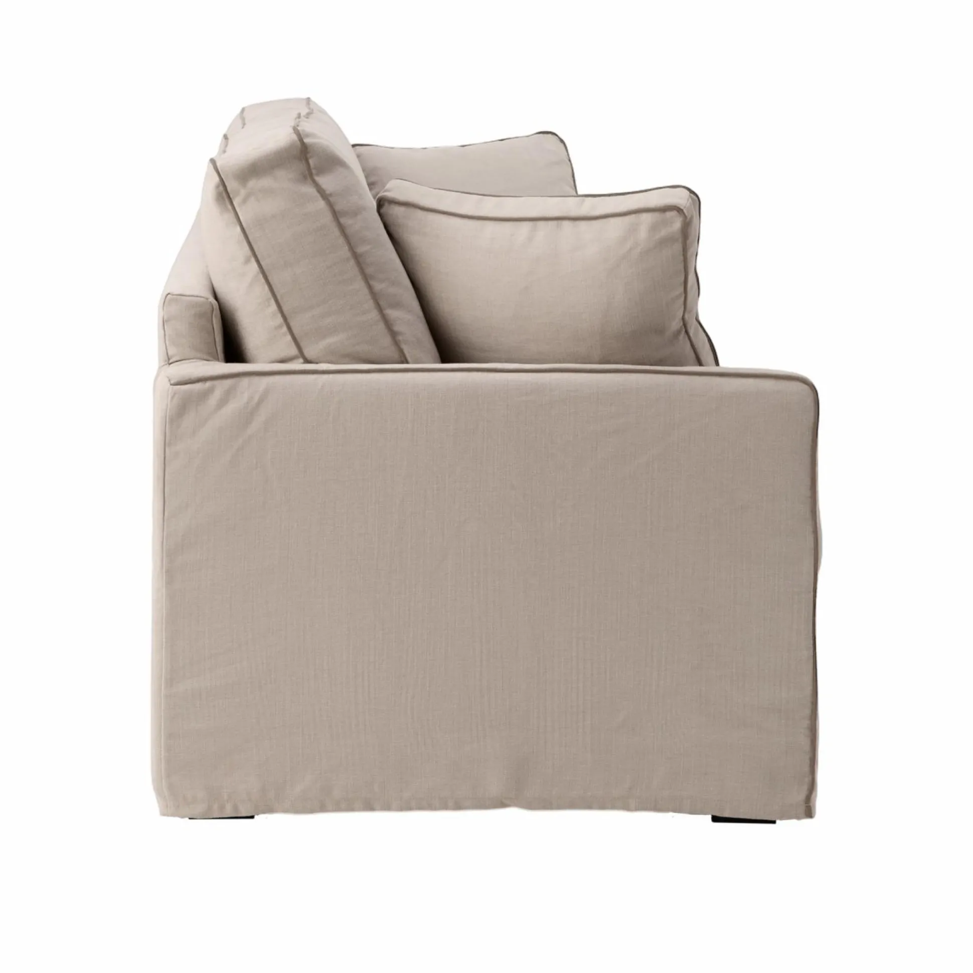 Canapé convertible coton/lin déhoussable Margot - Beige/Taupe - 3 places
