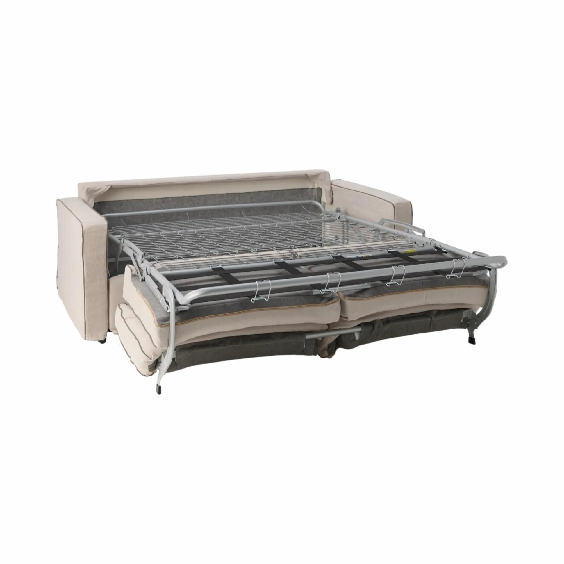 Canapé convertible coton/lin déhoussable Margot - Beige/Taupe - 3 places