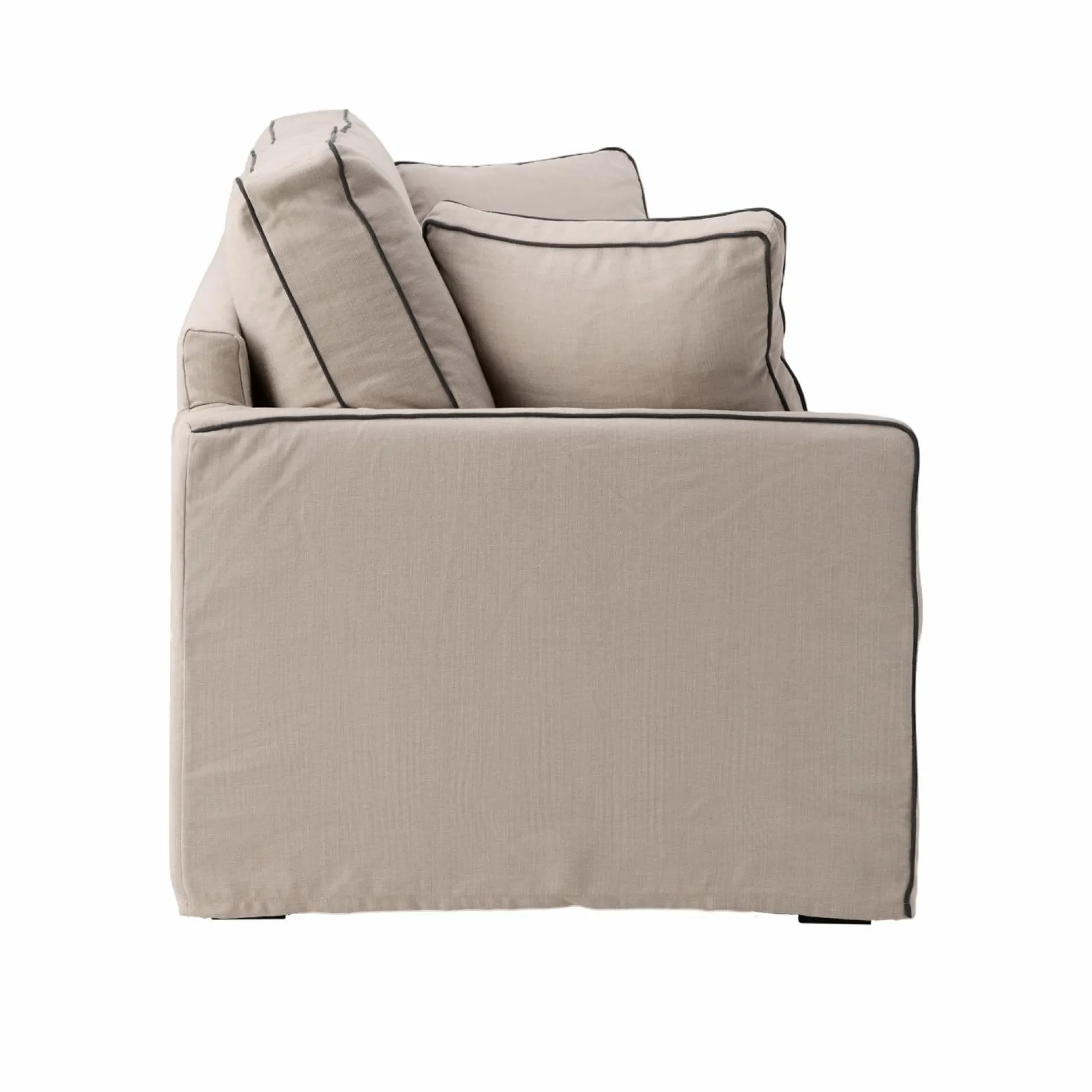 Canapé convertible coton/lin déhoussable Margot - Beige/Anthracite - 3 places