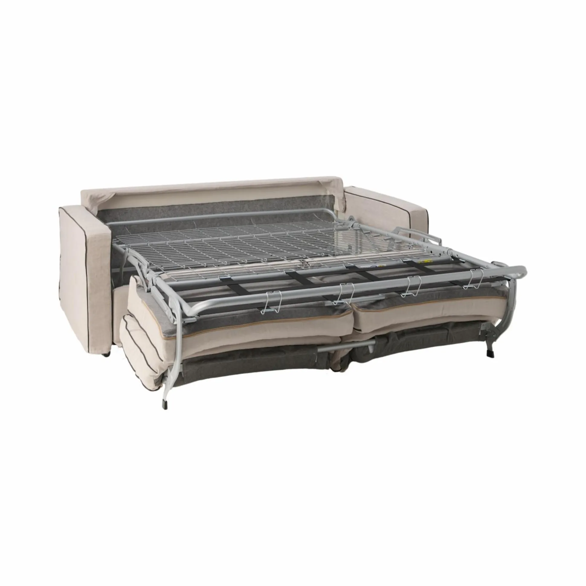 Canapé convertible coton/lin déhoussable Margot - Beige/Anthracite - 3 places