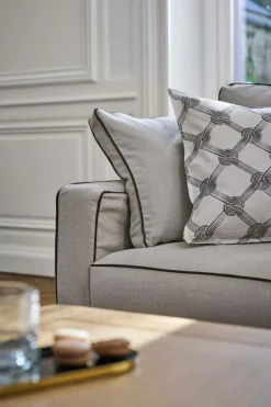 Canapé convertible coton/lin déhoussable Margot - Beige/Anthracite - 3 places