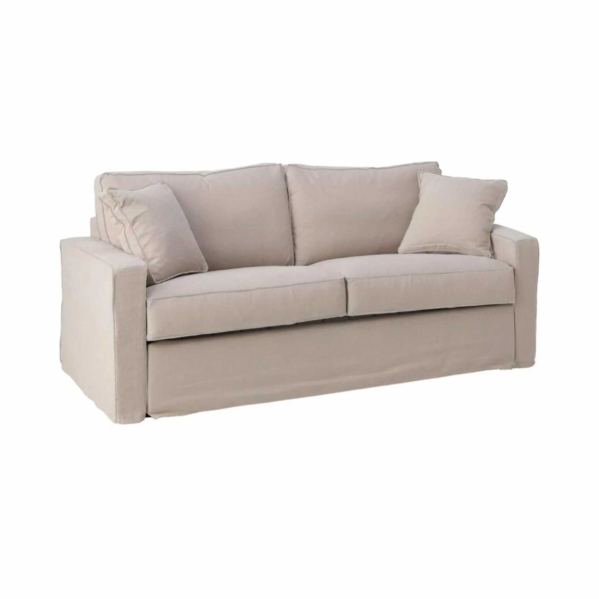 Canapé convertible coton/lin déhoussable Margot - Beige/Beige - 3 places