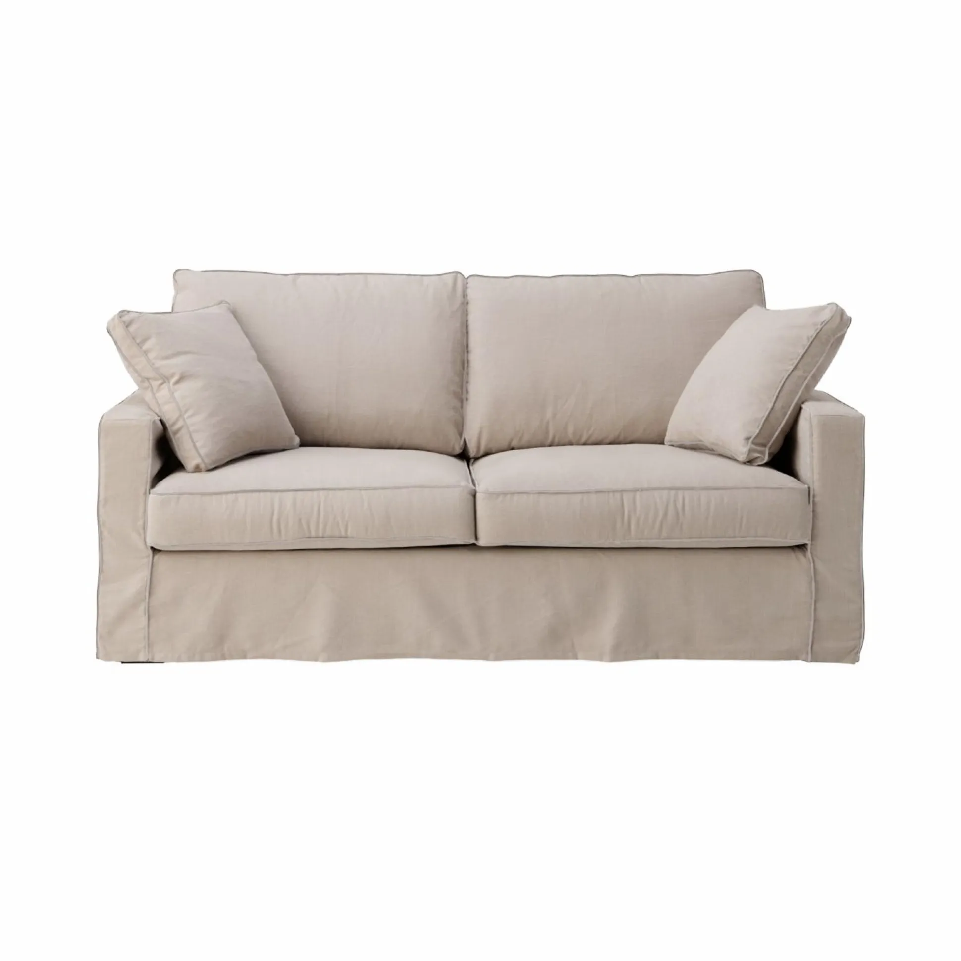 Canapé convertible coton/lin déhoussable Margot - Beige/Beige - 3 places