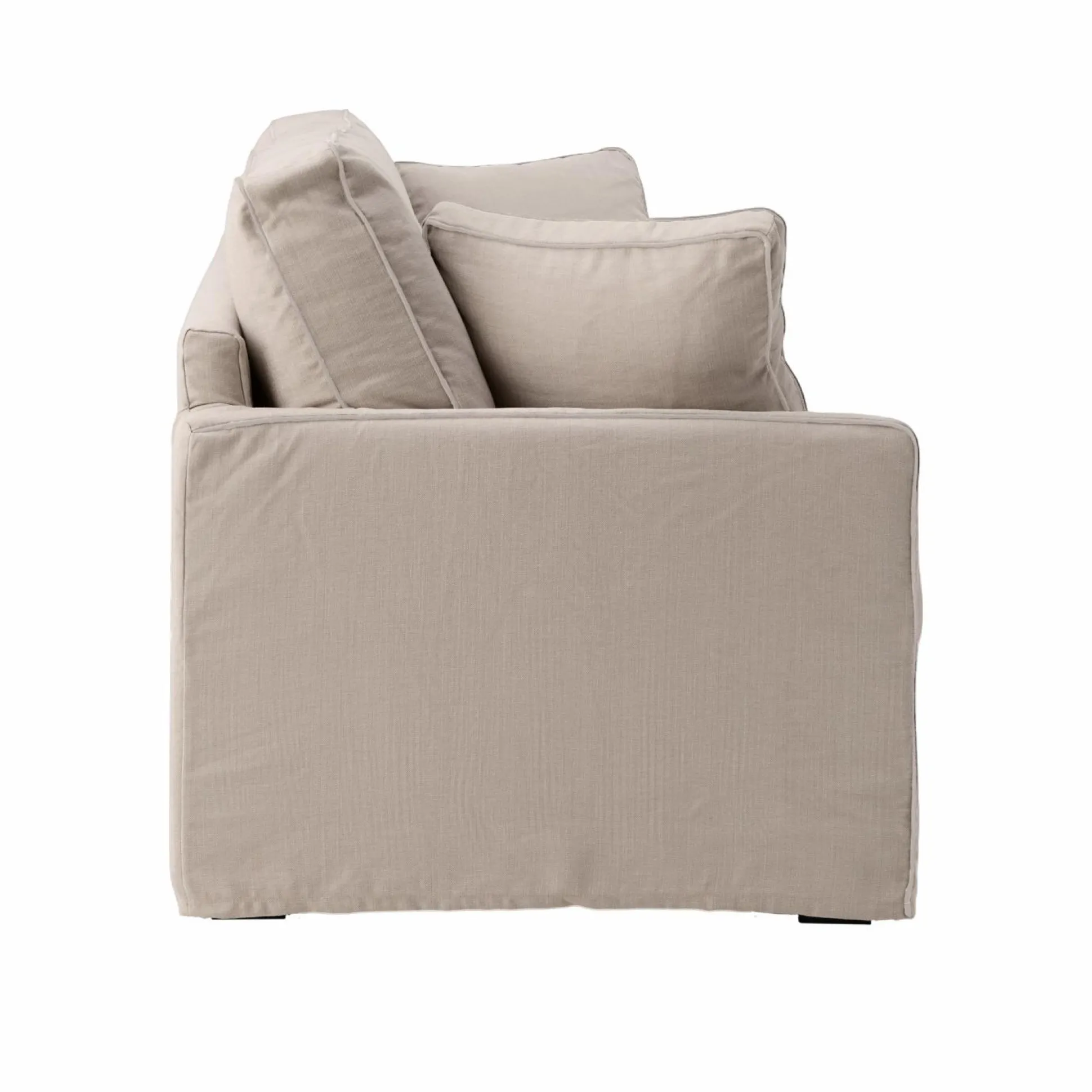 Canapé convertible coton/lin déhoussable Margot - Beige/Beige - 3 places