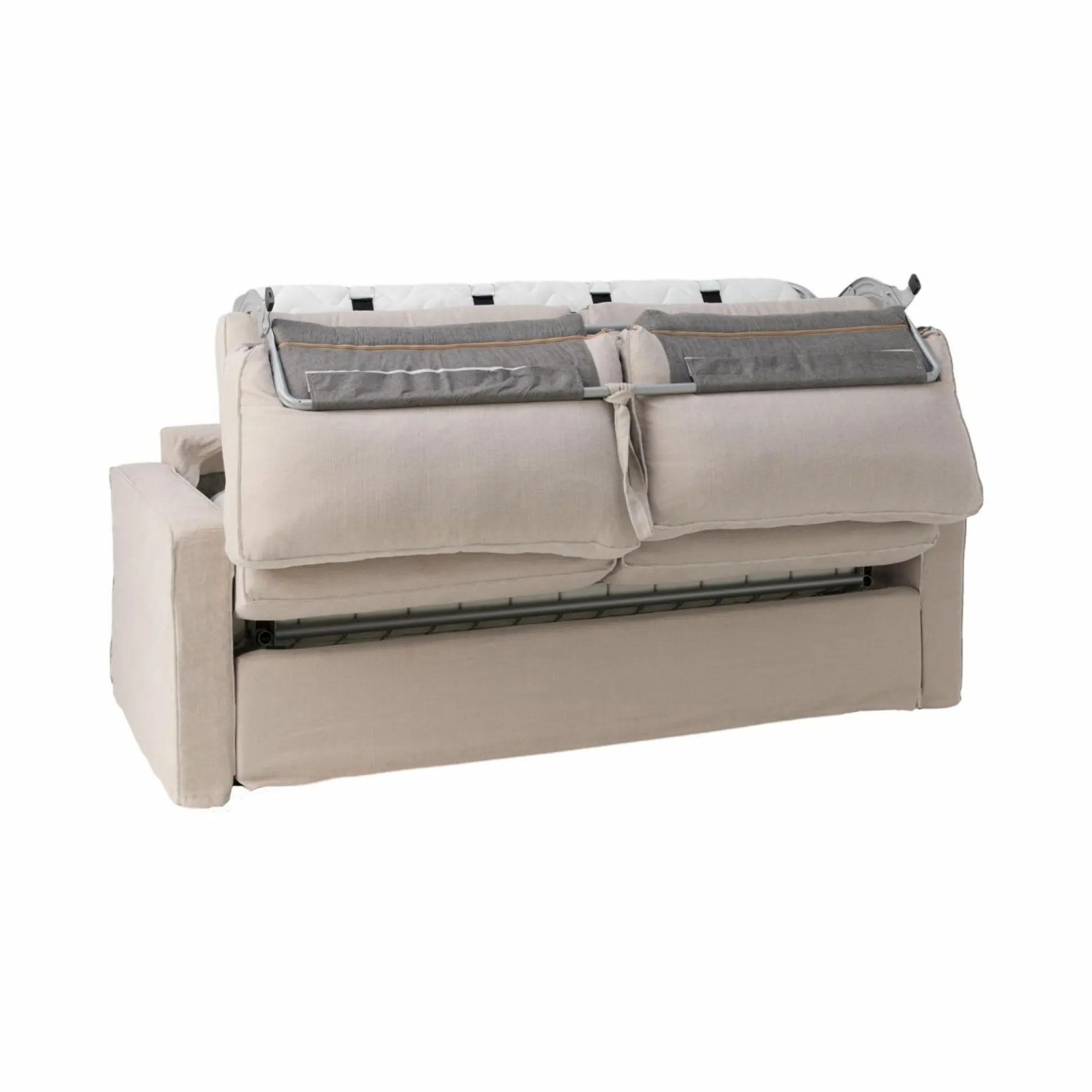 Canapé convertible coton/lin déhoussable Margot - Beige/Beige - 3 places