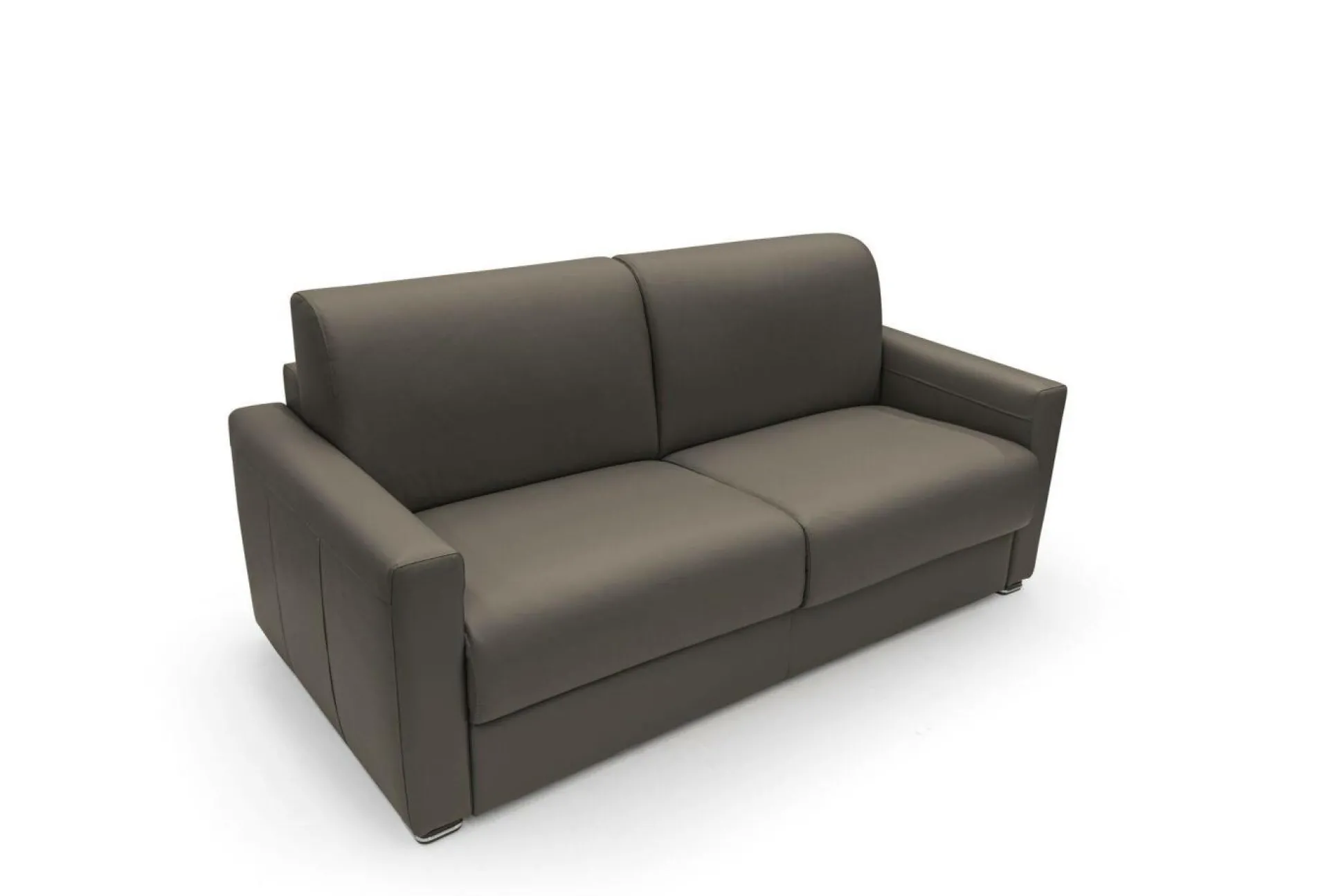 Canapé convertible cuir Aubin - Chocolat - 3 places