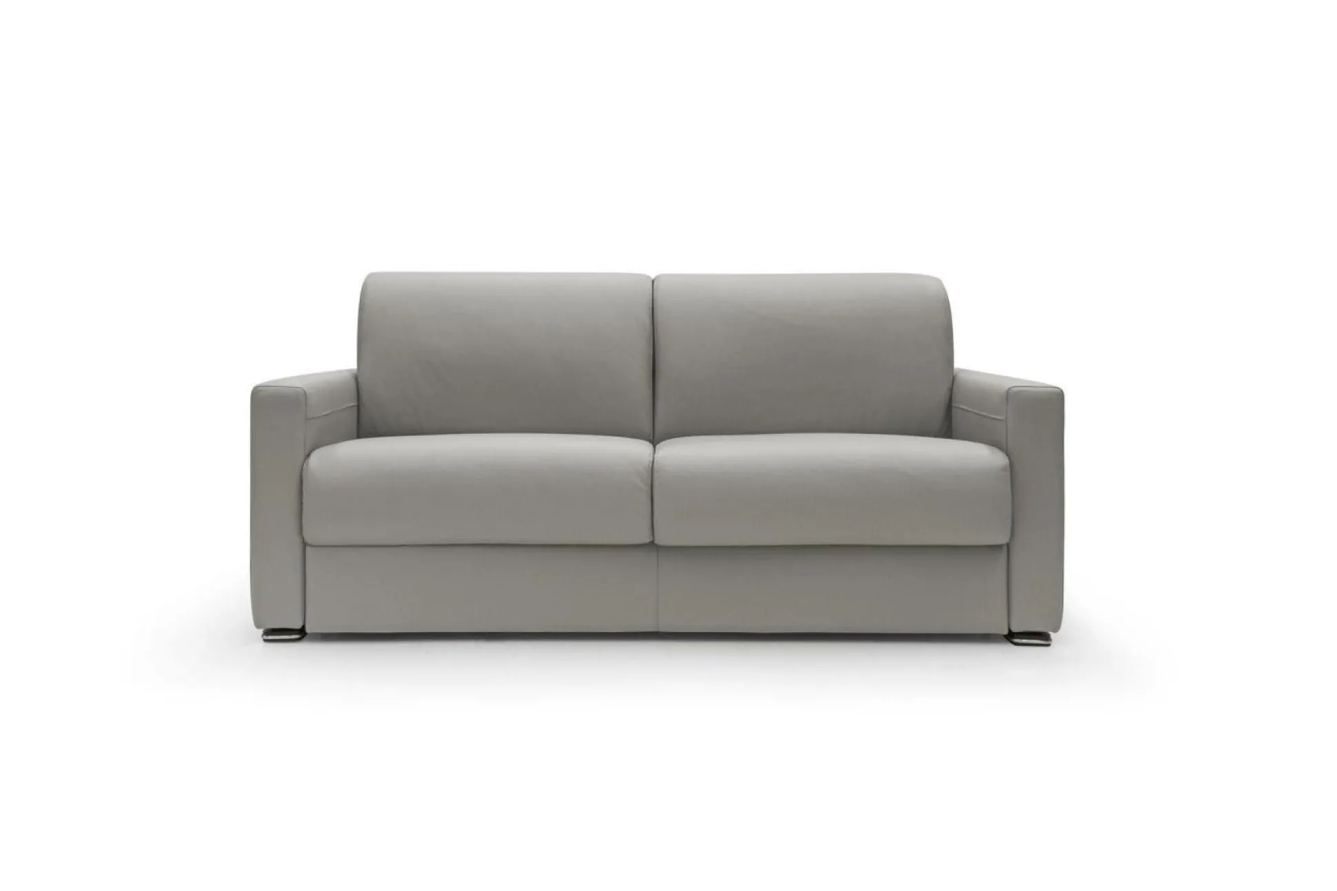 Canapé convertible cuir Aubin - Gris Clair - 3 places