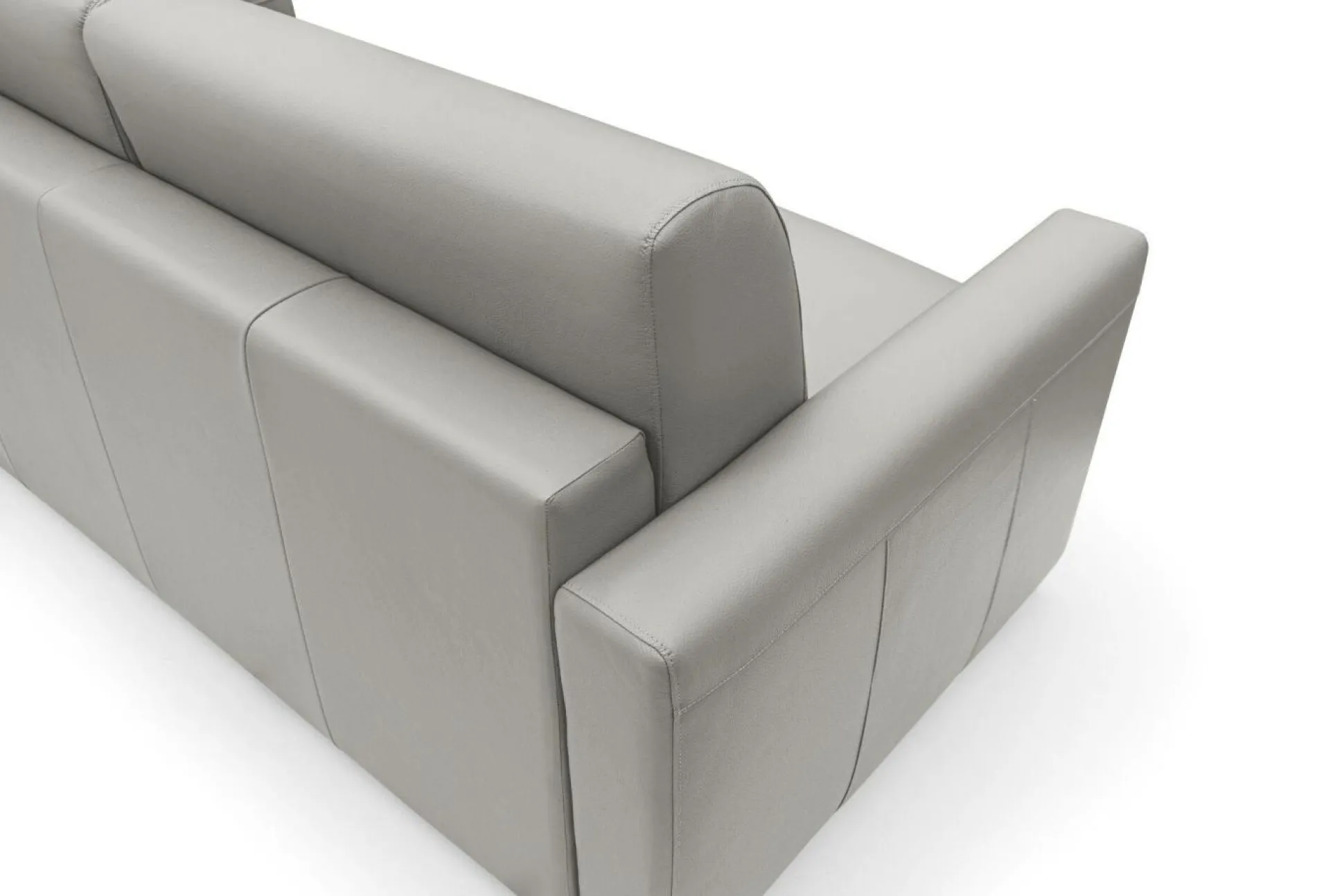 Canapé convertible cuir Aubin - Gris Clair - 3 places