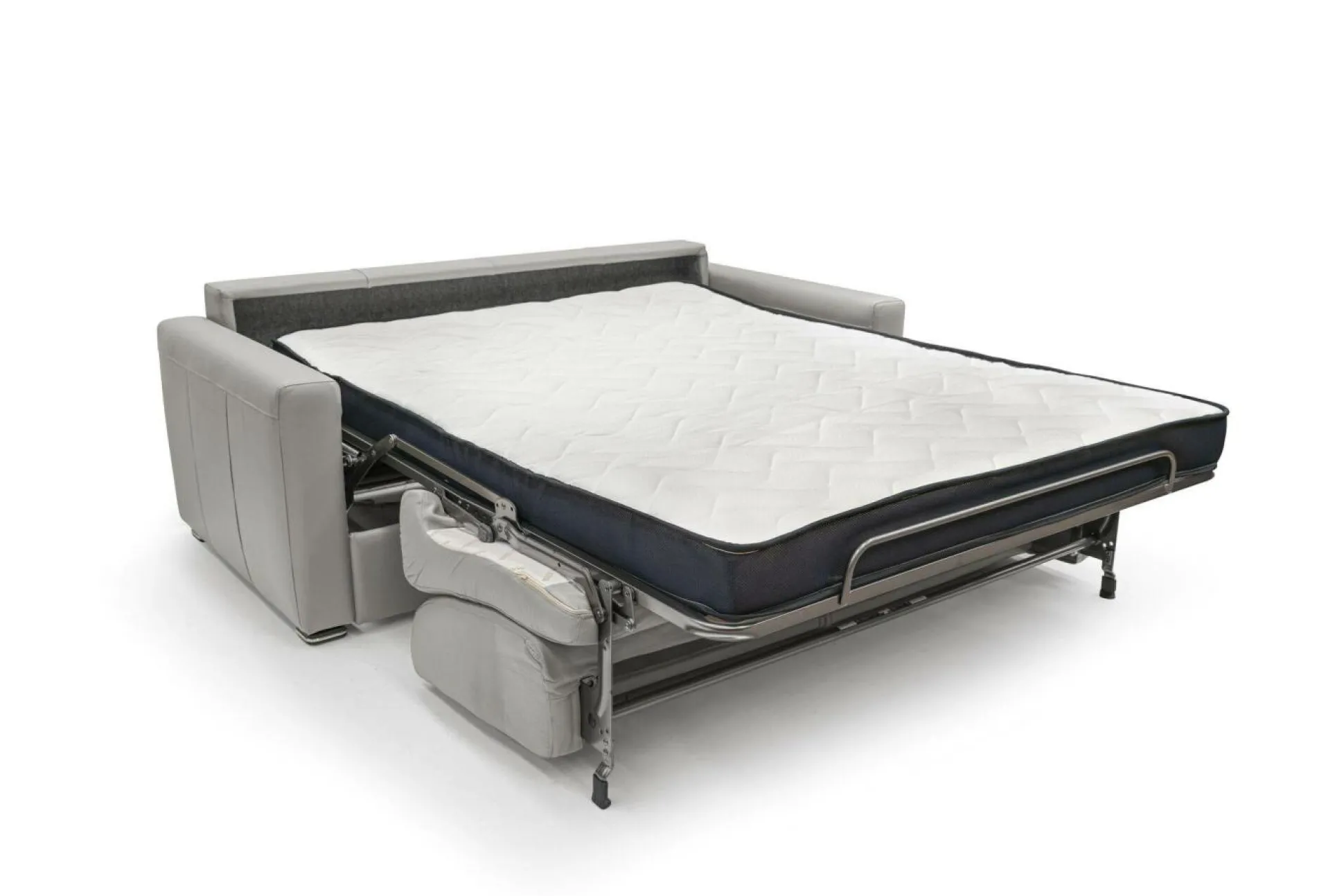 Canapé convertible cuir Aubin - Gris Clair - 3 places