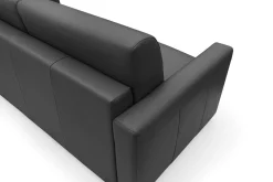 Canapé convertible cuir Aubin - Noir - Grand 2 places